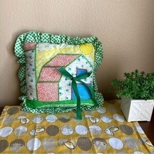 Vintage colorful gingham kids decorative pillow